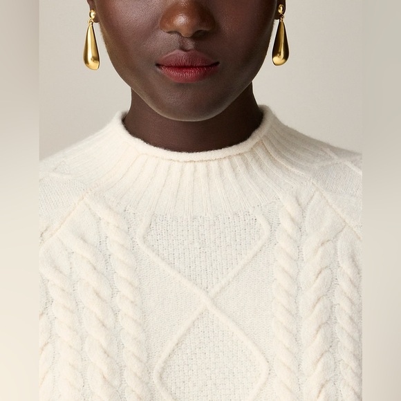 J Crew Cable-knit Rollneck sweater in Supersoft yarn heather ivory Size XXS NWT - Picture 2 of 8
